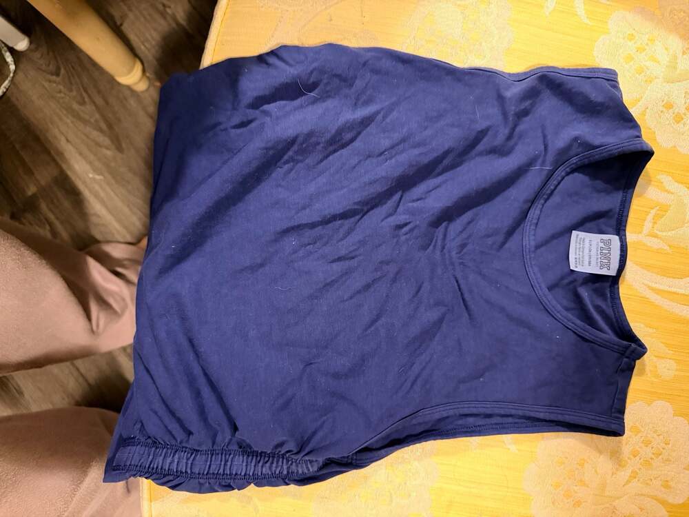 Victoria's Secret PINK Navy Blue Ruched Sides Sleeveless Tank Top